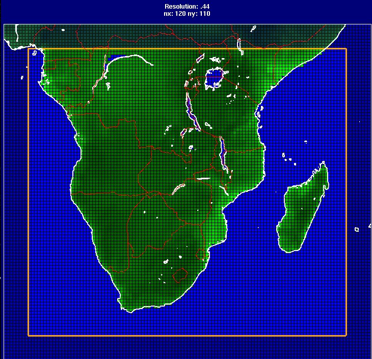 oblasť južnej Afriky pre HadRM3